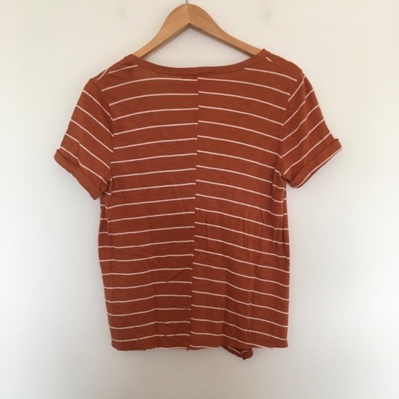 NWT Anthropologie T.La Riley Asymmetrical Pocket Tee Top Sz S Gold Orange Boho - Picture 6 of 13